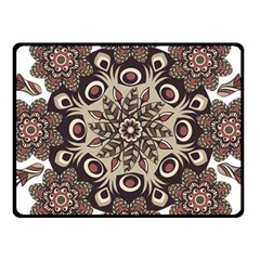 Mandala Pattern Round Brown Floral Fleece Blanket (small)