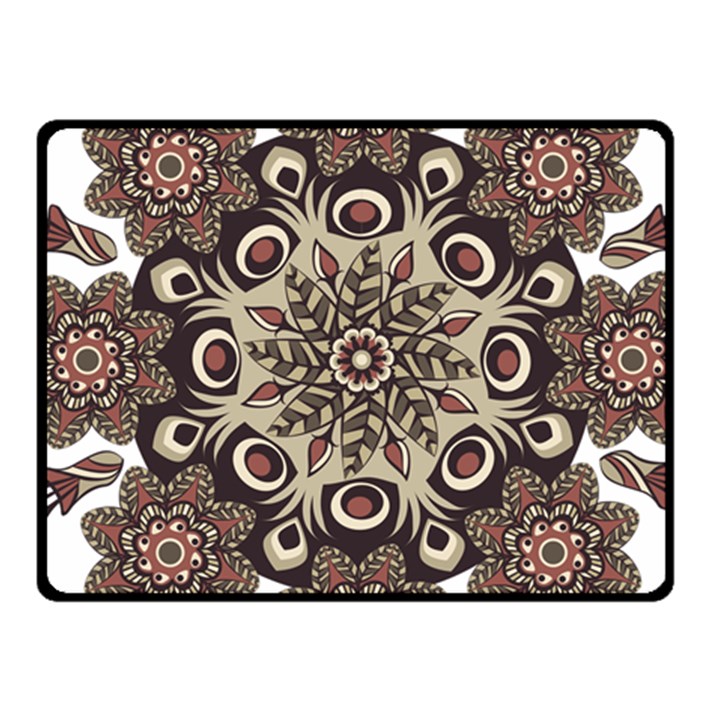 Mandala Pattern Round Brown Floral Fleece Blanket (Small)