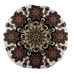 Mandala Pattern Round Brown Floral Large 18  Premium Flano Round Cushions