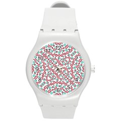 Multicolor Graphic Pattern Round Plastic Sport Watch (m) by dflcprints