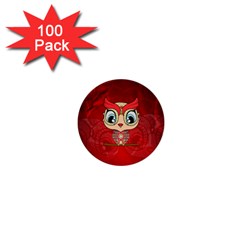 Cute Colorful  Owl, Mandala Design 1  Mini Buttons (100 Pack)  by FantasyWorld7