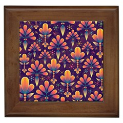 Floral Abstract Purple Pattern Framed Tiles