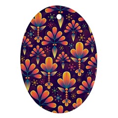 Floral Abstract Purple Pattern Ornament (Oval)