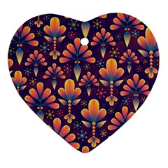 Floral Abstract Purple Pattern Ornament (Heart)