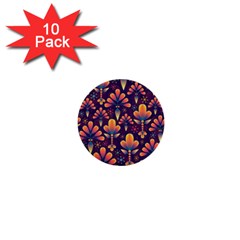 Floral Abstract Purple Pattern 1  Mini Buttons (10 pack) 