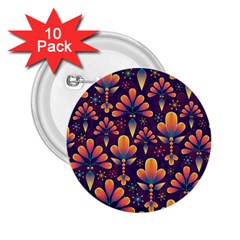 Floral Abstract Purple Pattern 2.25  Buttons (10 pack) 