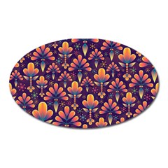 Floral Abstract Purple Pattern Oval Magnet