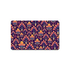 Floral Abstract Purple Pattern Magnet (Name Card)