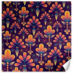 Floral Abstract Purple Pattern Canvas 16  x 16  