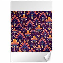 Floral Abstract Purple Pattern Canvas 24  x 36 