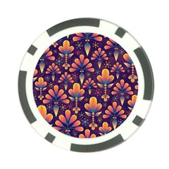 Floral Abstract Purple Pattern Poker Chip Card Guard