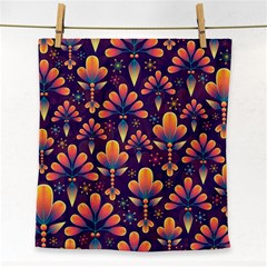 Floral Abstract Purple Pattern Face Towel