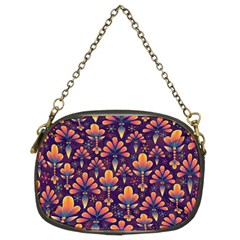 Floral Abstract Purple Pattern Chain Purses (Two Sides) 