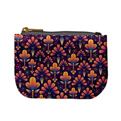 Floral Abstract Purple Pattern Mini Coin Purses