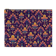 Floral Abstract Purple Pattern Cosmetic Bag (XL)