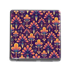 Floral Abstract Purple Pattern Memory Card Reader (Square)