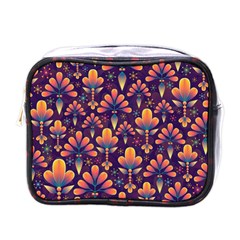 Floral Abstract Purple Pattern Mini Toiletries Bags