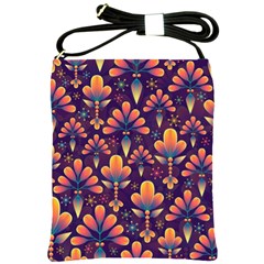 Floral Abstract Purple Pattern Shoulder Sling Bags