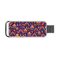 Floral Abstract Purple Pattern Portable USB Flash (One Side)