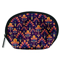 Floral Abstract Purple Pattern Accessory Pouches (Medium) 