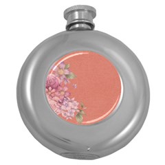 Flower Illustration Rose Floral Pattern Round Hip Flask (5 Oz) by paulaoliveiradesign