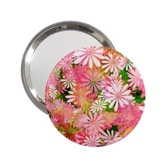 Pink Flowers Floral Pattern 2 25  Handbag Mirrors by paulaoliveiradesign