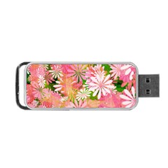 Pink Flowers Floral Pattern Portable Usb Flash (two Sides) by paulaoliveiradesign