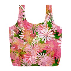 Pink Flowers Floral Pattern Full Print Recycle Bags (l)  by paulaoliveiradesign