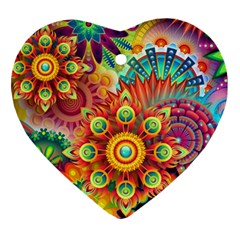 Colorful Abstract Pattern Kaleidoscope Heart Ornament (two Sides)