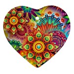 Colorful Abstract Pattern kaleidoscope Heart Ornament (Two Sides) Front