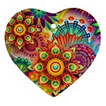 Colorful Abstract Pattern kaleidoscope Heart Ornament (Two Sides) Back