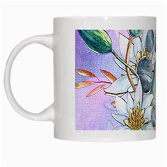 Funny, Cute Frog With Waterlily And Leaves White Mugs by FantasyWorld7