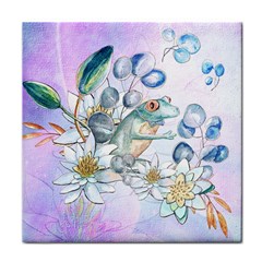 Funny, Cute Frog With Waterlily And Leaves Face Towel