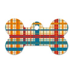 Plaid Pattern Dog Tag Bone (one Side) by linceazul