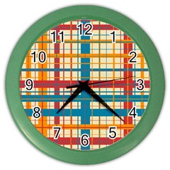 Plaid Pattern Color Wall Clocks by linceazul