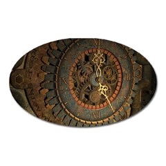 Steampunk, Awesoeme Clock, Rusty Metal Oval Magnet by FantasyWorld7