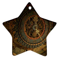 Steampunk, Awesoeme Clock, Rusty Metal Star Ornament (two Sides) by FantasyWorld7