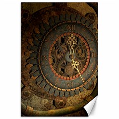 Steampunk, Awesoeme Clock, Rusty Metal Canvas 24  X 36  by FantasyWorld7