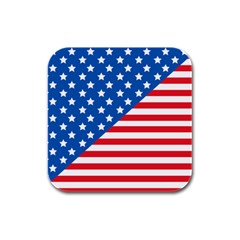 Usa Flag Rubber Square Coaster (4 Pack)  by stockimagefolio1