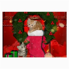 Christmas, Funny Kitten With Gifts Large Glasses Cloth (2-side) by FantasyWorld7