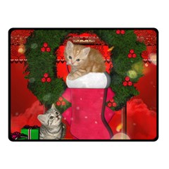 Christmas, Funny Kitten With Gifts Fleece Blanket (small) by FantasyWorld7