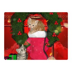 Christmas, Funny Kitten With Gifts Double Sided Flano Blanket (mini)  by FantasyWorld7