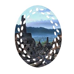 Borobudur Temple  Morning Serenade Oval Filigree Ornament (two Sides) by Nexatart