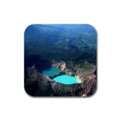 Kelimutu Crater Lakes  Indonesia Rubber Square Coaster (4 Pack)  by Nexatart