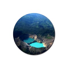 Kelimutu Crater Lakes  Indonesia Rubber Round Coaster (4 Pack)  by Nexatart