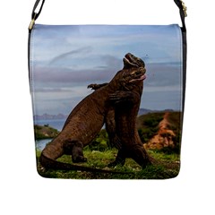 Komodo Dragons Fight Flap Messenger Bag (l)  by Nexatart