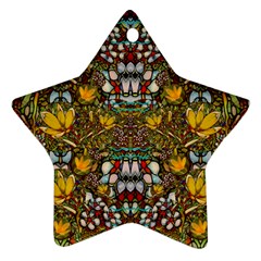 Fantasy Forest And Fantasy Plumeria In Peace Star Ornament (two Sides) by pepitasart