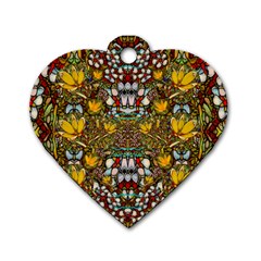 Fantasy Forest And Fantasy Plumeria In Peace Dog Tag Heart (two Sides) by pepitasart