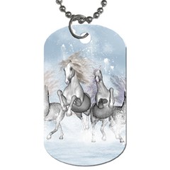 Awesome Running Horses In The Snow Dog Tag (two Sides) by FantasyWorld7