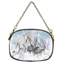 Awesome Running Horses In The Snow Chain Purses (two Sides) 